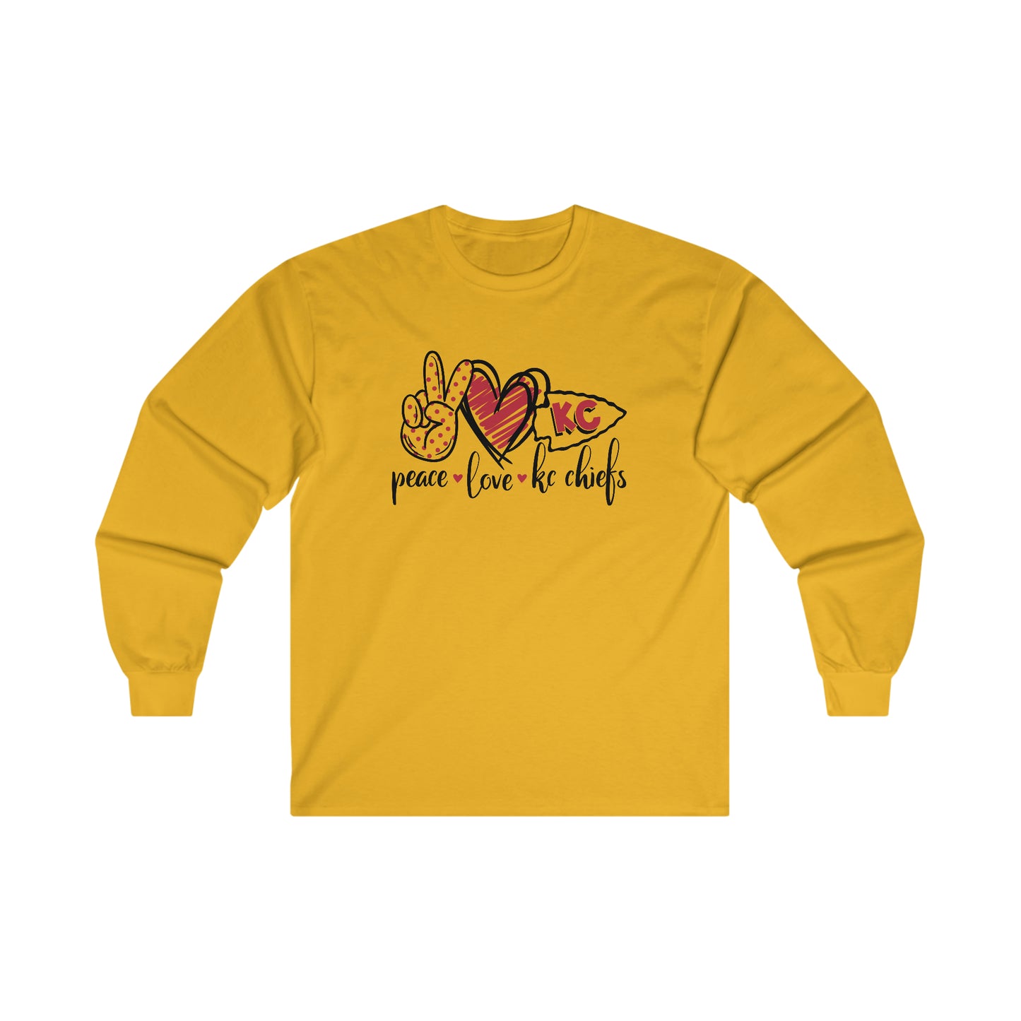 Peace Love and Chiefs | Kansas City Chiefs | Unisex Cotton Long Sleeve Tee