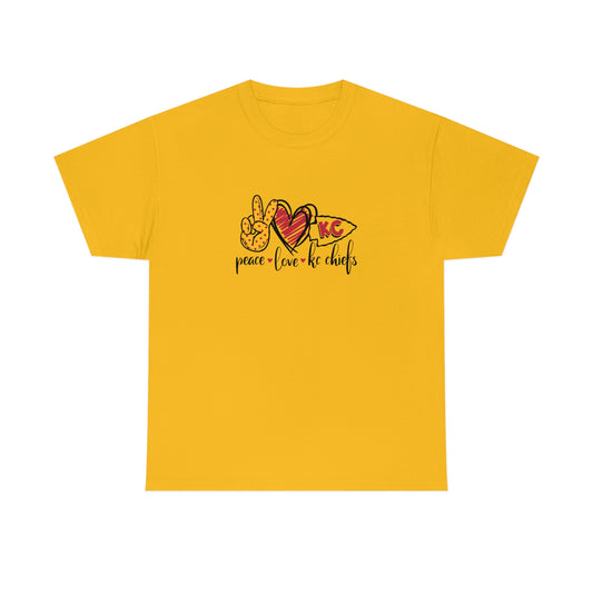 Peace Love and Chiefs | Kansas City Chiefs | Unisex Cotton Tee