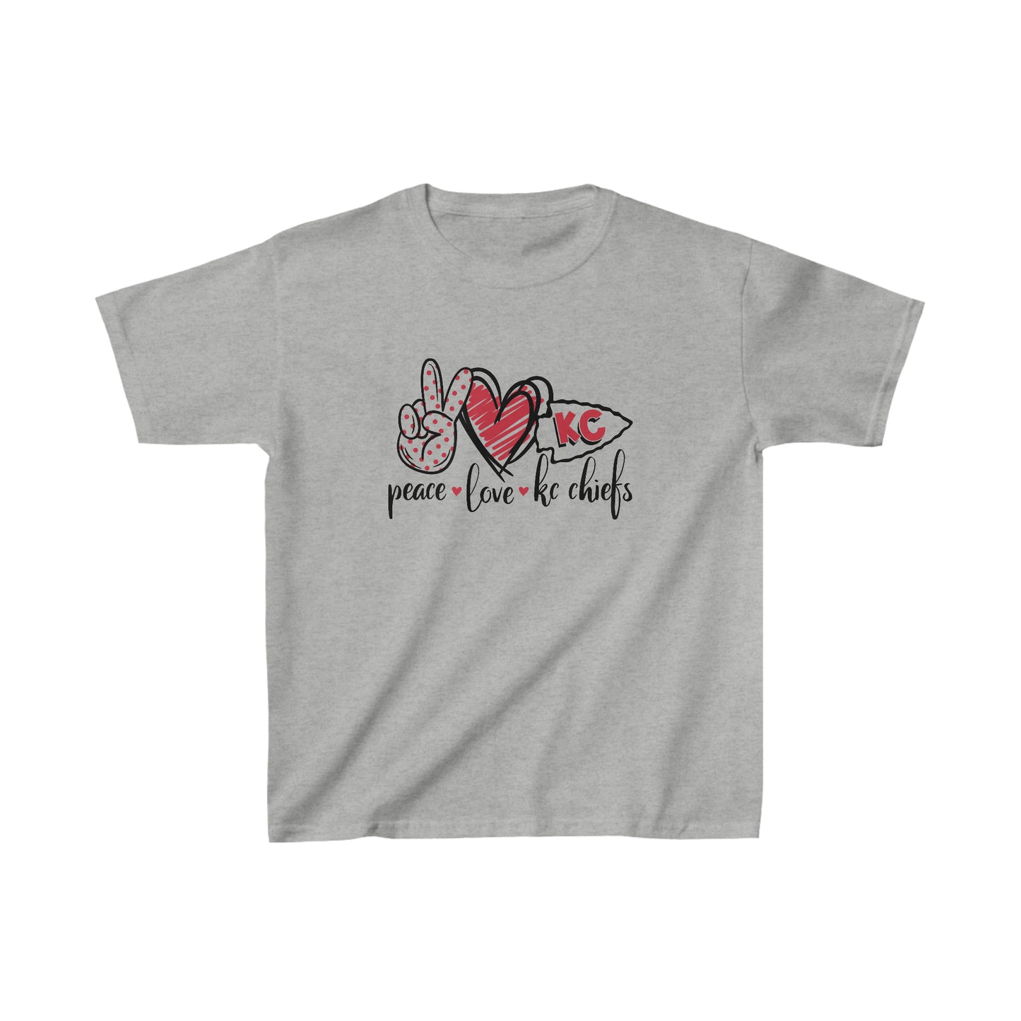 Peace Love and Chiefs | Kansas City Chiefs | Kids Heavy Cotton Tee