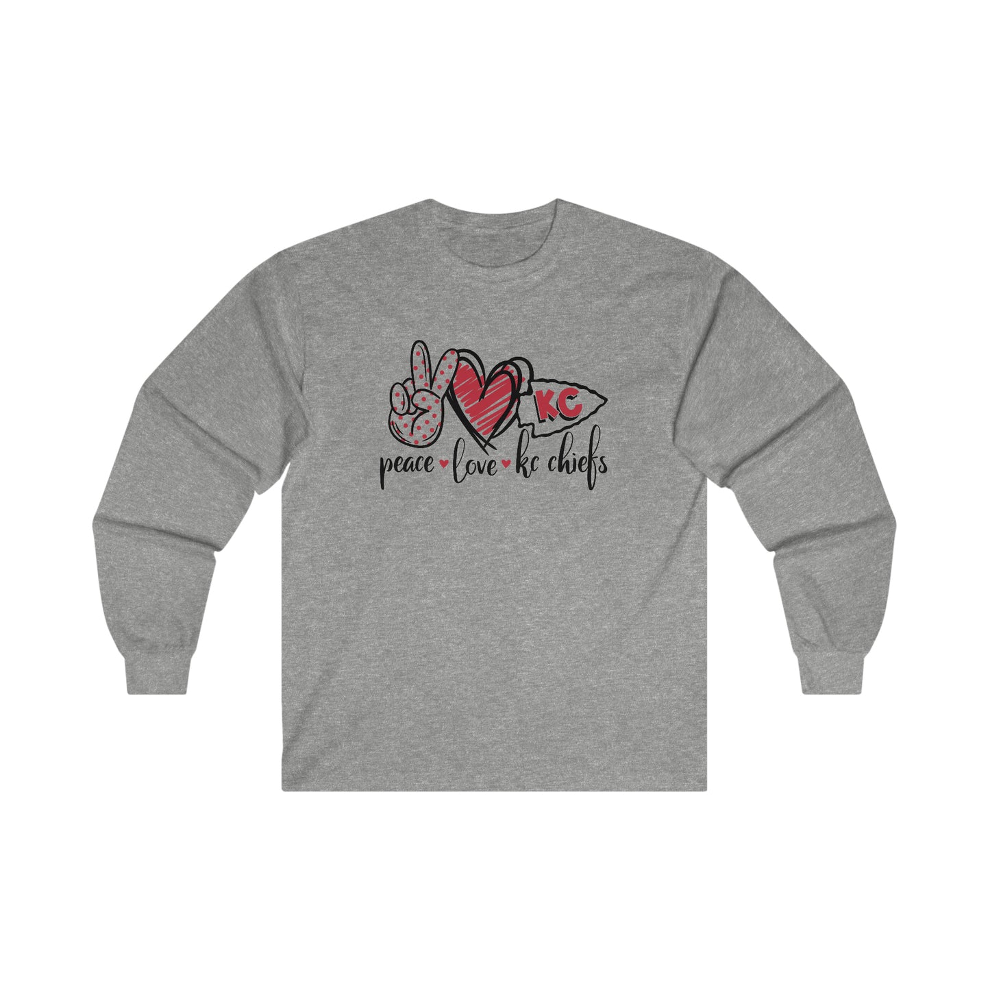 Peace Love and Chiefs | Kansas City Chiefs | Unisex Cotton Long Sleeve Tee